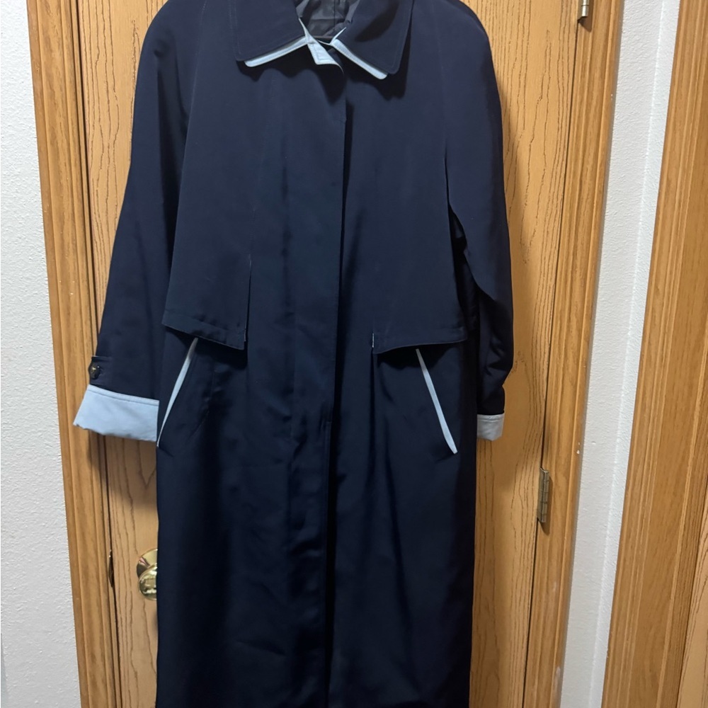 Vintage Regent Park Navy Blue Trench Coat size 10 - Picture 2 of 10